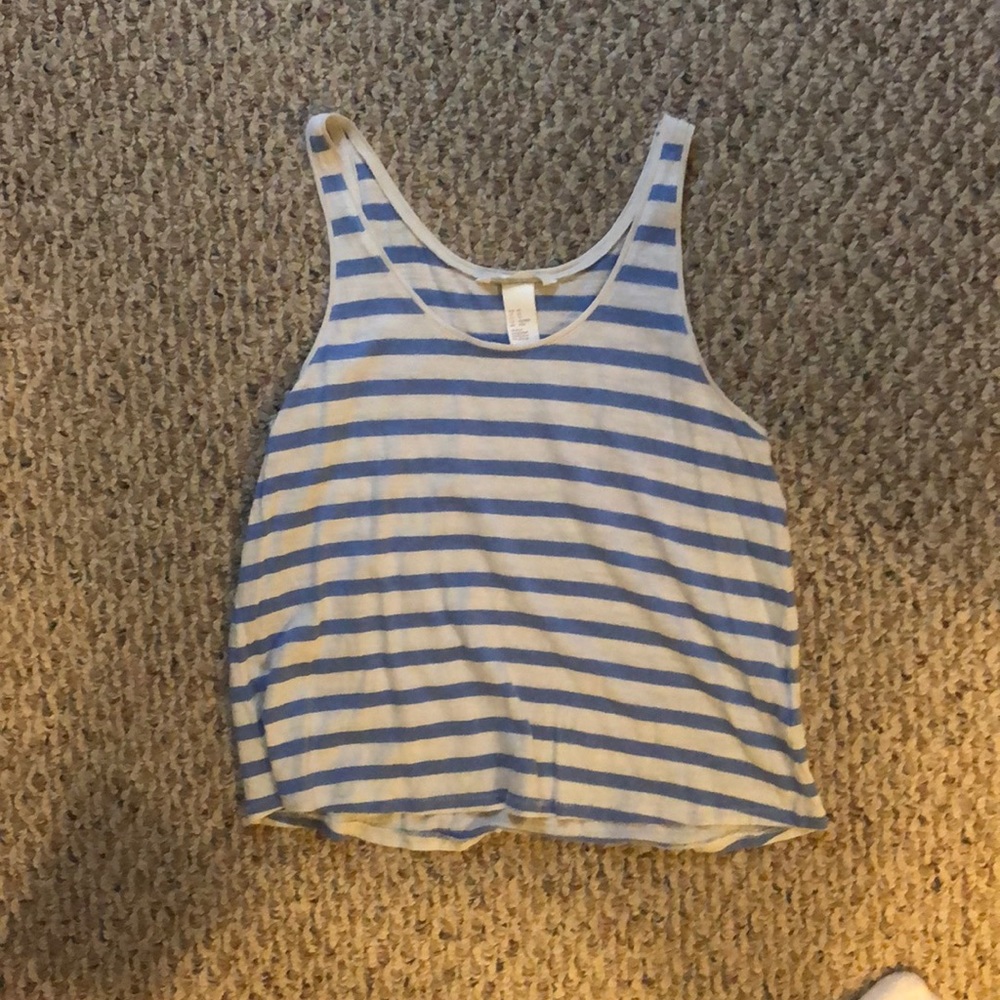 Blue and white striped tank